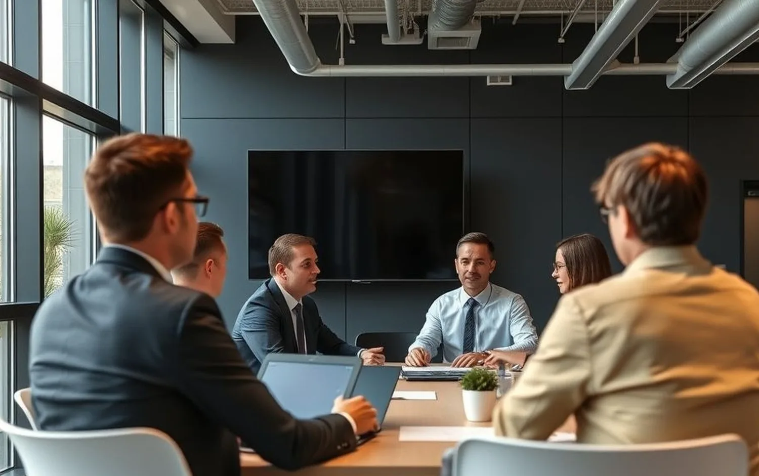 Modern leadership efficiency workshop in professional office